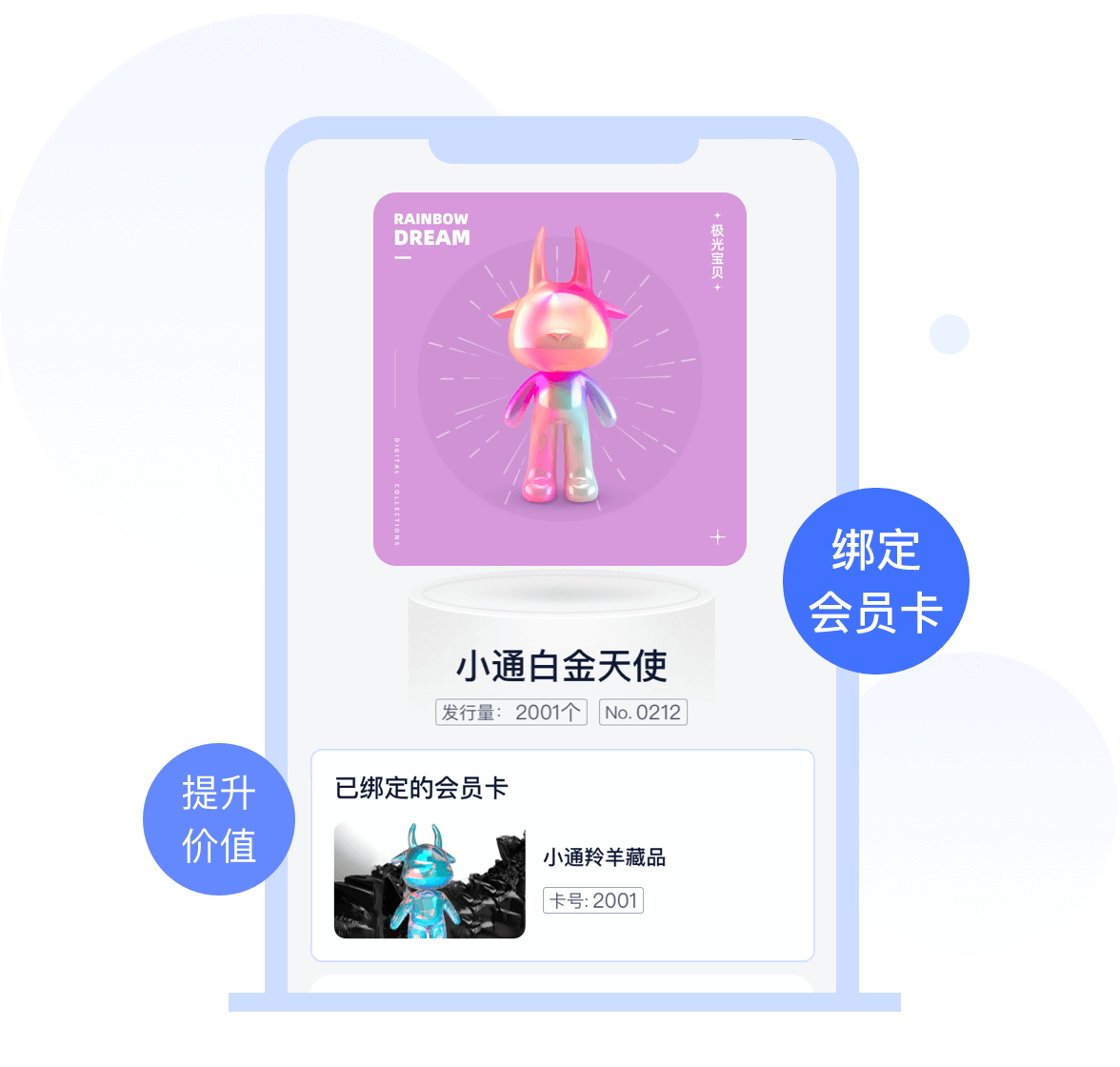 用户获取数字藏品，绑定到数字会员卡